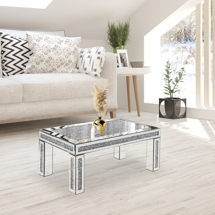 White crushed deals diamond coffee table